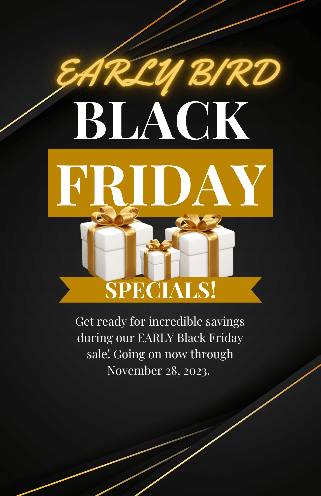 Black and Gold Black Friday Mega Sale Flyer