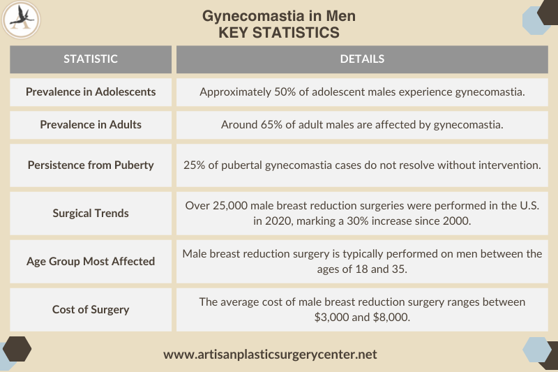 Gynecomastia in Men Key Statistics Infographic